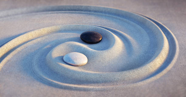 Japanese Rock Garden, Rock Garden, Summer, Yin Yang Symbol, Nature, tranquility