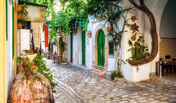 One of beautiful streets of medina in Mahdia. Tunisia