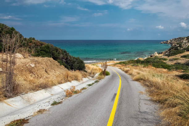 Landscape with road and mediterranean sea